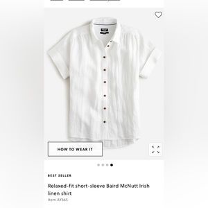 Relaxed-fit short-sleeve Baird McNutt Irish linen shirt in white size Large